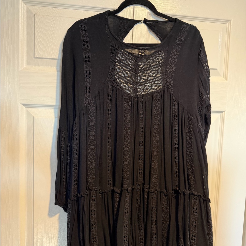 Free People Black Lace Tunic